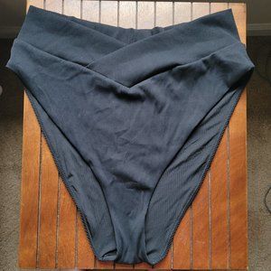 2XL Aerie Black High Cut Cheeky Swim Bottom